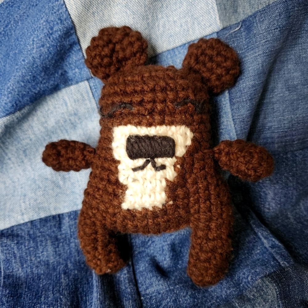 Handmade Lopsy Brown Crochet Bear Plush